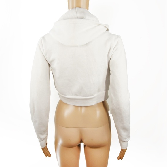 Vintage American Apparel Indie Sleaze White Cropped Zip Up Hoodie - Picture 2 of 2